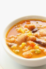 Vegetables and beans pumpkin soup
