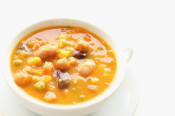 Vegetables and beans pumpkin soup