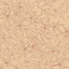 seamless pattern with outline maple leaves