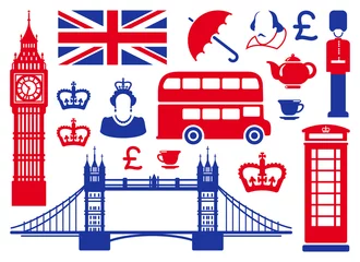 Washable wall murals Doodle Icons on a theme of England