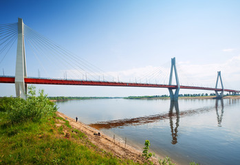 Murom cable bridge through Oka River