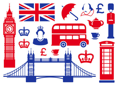 Fototapeta Icons on a theme of England