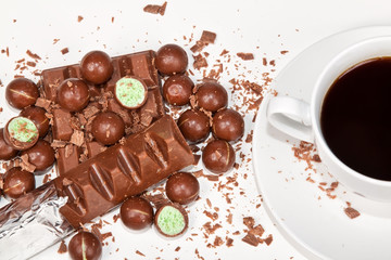 Hot coffee with lots of chocolates