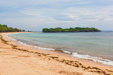 View of a sandy beach around Nus Duah on the island of Bali