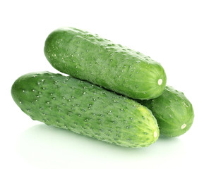 Fresh cucumbers isolated on white