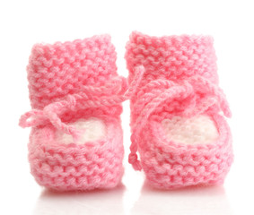 pink baby boots isolated on white