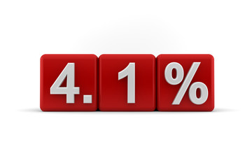 4.1 percent in white numbers on red cubes