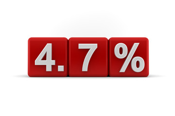 4.7 percent in white numbers on red cubes