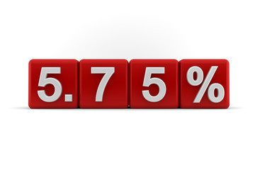 5.75 percent in white numbers on red cubes