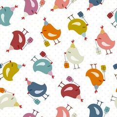 Seamless Pattern Birthday Birds Gifts Retro Dots © Jan Engel