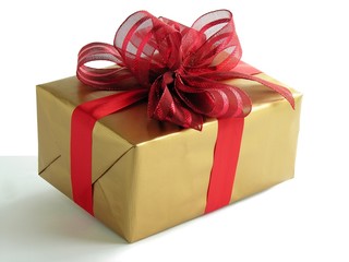 christmas gifts with red ribbon