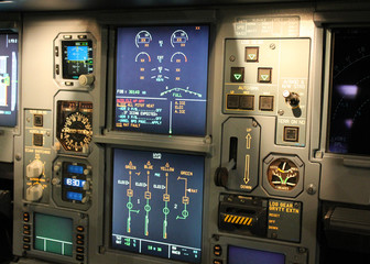 detailed view on jet cockpit