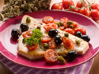 swordfish with tomatoes capers and olive,traditional recipe