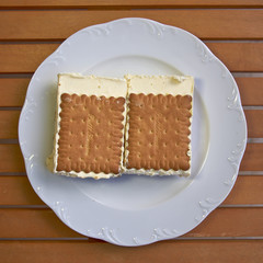 home made ice cream sandwich with petit beurre biscuits © Dimitrios