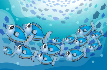 Printed kitchen splashbacks Submarine fishes in water
