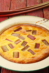 Rhubarb & saffron cream tart