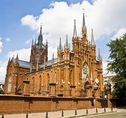 Fototapeta na wymiar Moscow, catholic cathedral of St. Mary