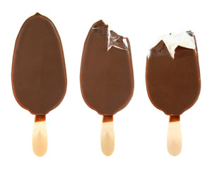 ice cream with chocolate on a stick