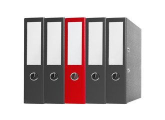 Office folders black and red isolated on the white background