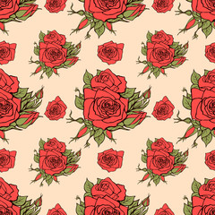 Vector seamless pattern with roses