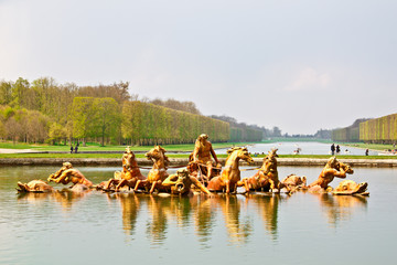 Apollo fountain in the park of Versailles palace, France