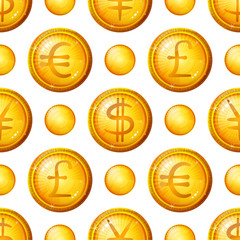 Buttons with currency signs, seamless