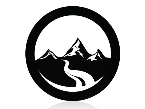 Mountain peaks in circle logo,icon,sign,vector