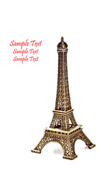 Eiffel tower model on white background