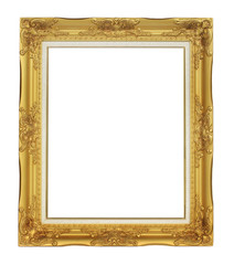 Roman style antique gold frame isolated on white background
