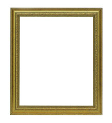 Old antique gold frame isolated on white background