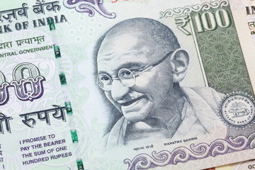 Gandhi on hundred rupee note