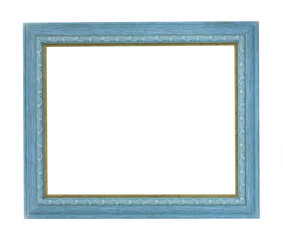 Horizontal blue color picture frame on white background