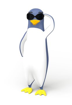 un pingouin avec lunettes de soleil