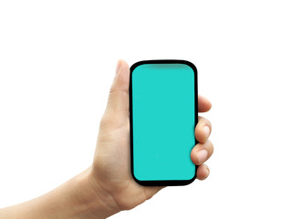 Hand holding touchscreen phone