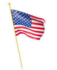 United States of America flag on white background