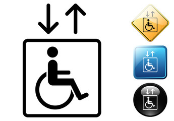 Handicap elevator pictogram and icons