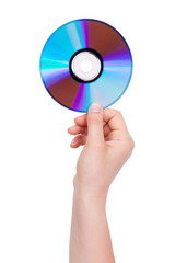Man's hand holding a compact disc