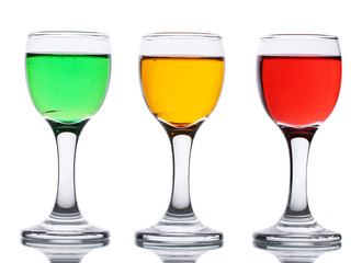 alcoholic cocktails isolated on white