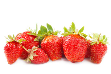 strawberries on white