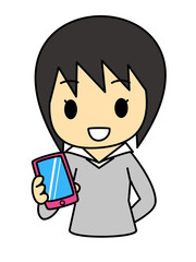 スマートフォンを持つ女性