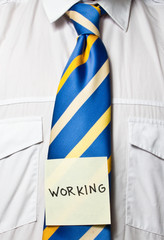 neck tie with post it