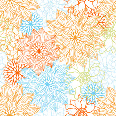 Vector background with hand drawn flowers. (Seamless Pattern)