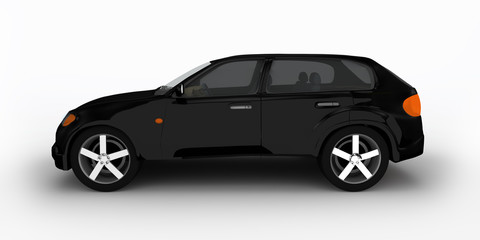 concept of the black crossover car isolated on a white