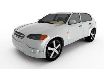Obraz na płótnie Canvas concept of the grey metallic crossover car isolated on a white