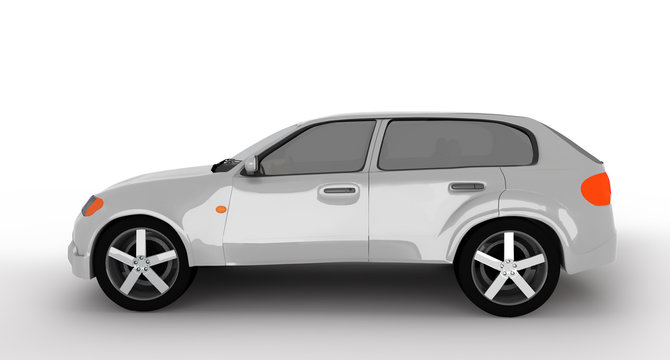 concept of the grey metallic crossover car isolated on a white