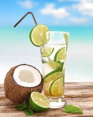 Fruit cocktail on the beach