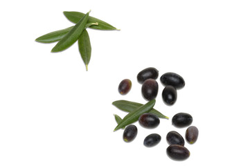 Olive nere Taggiasche con foglie