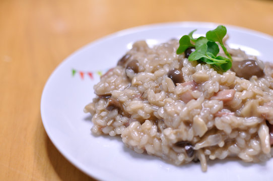 きのことベーコンのリゾット