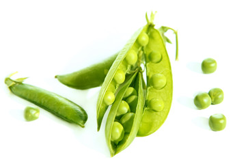 fresh green peas isolated on white
