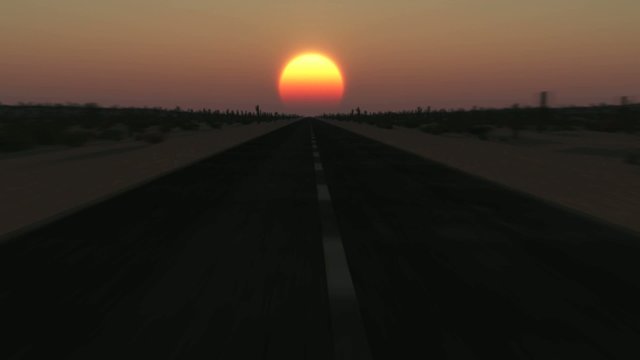 Fahrt in den Sonnenuntergang